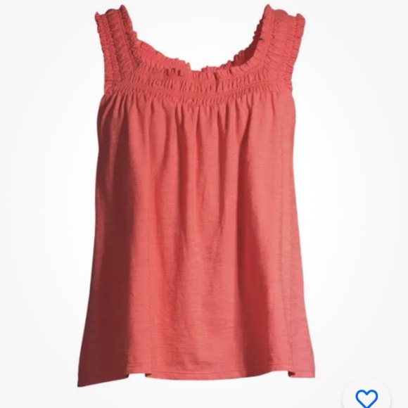 Time and Tru Tops - Time and Tru Women’s Smocked Strap Coral  Tank Top Size Small …